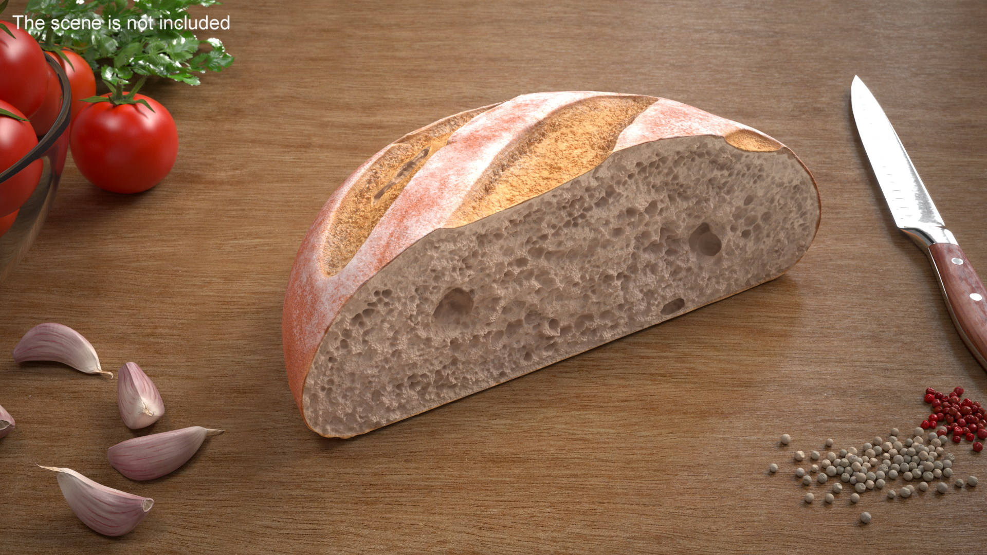 3D Half Loaf of Bread model