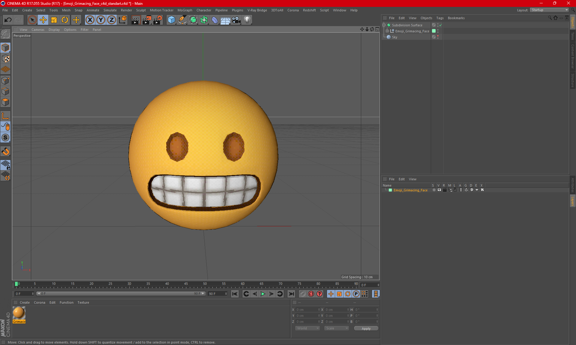 3D model Emoji Grimacing Face