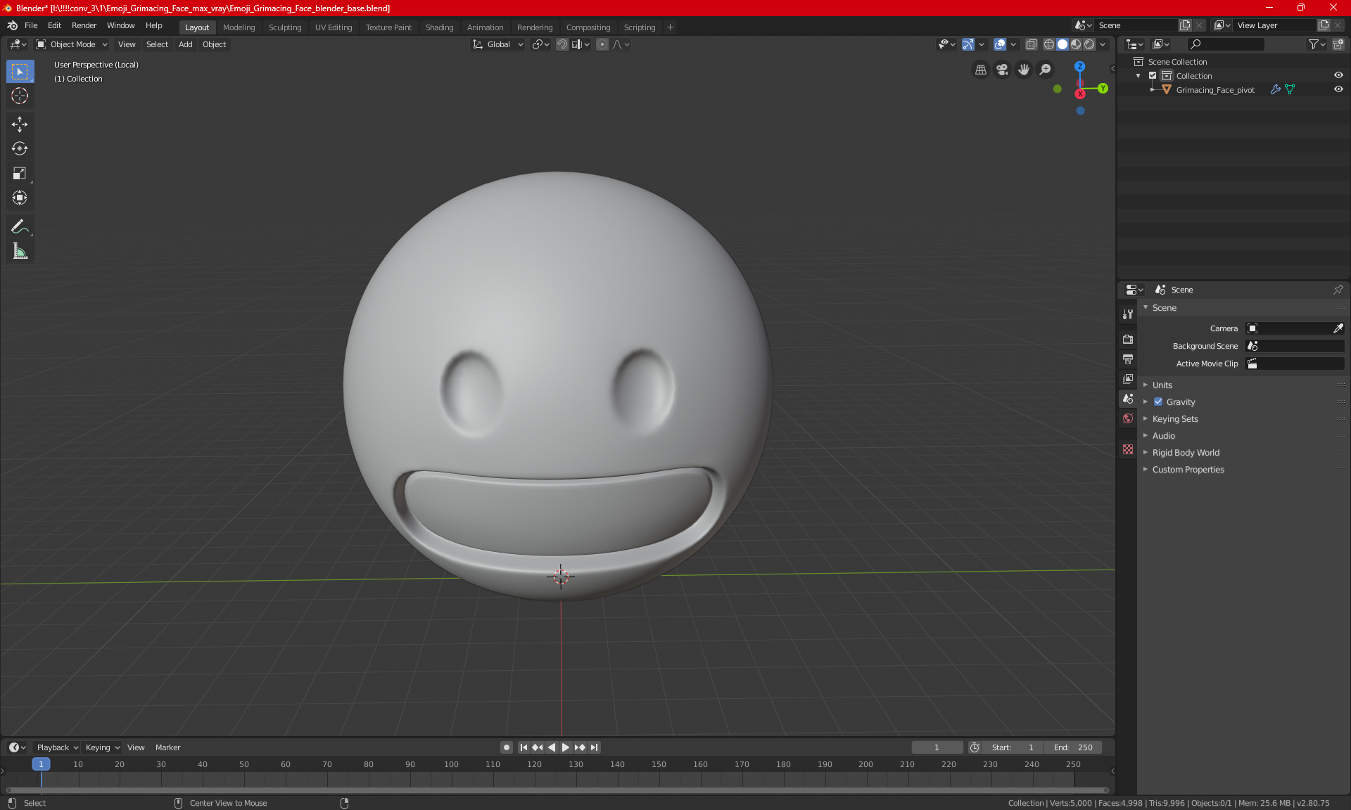 3D model Emoji Grimacing Face