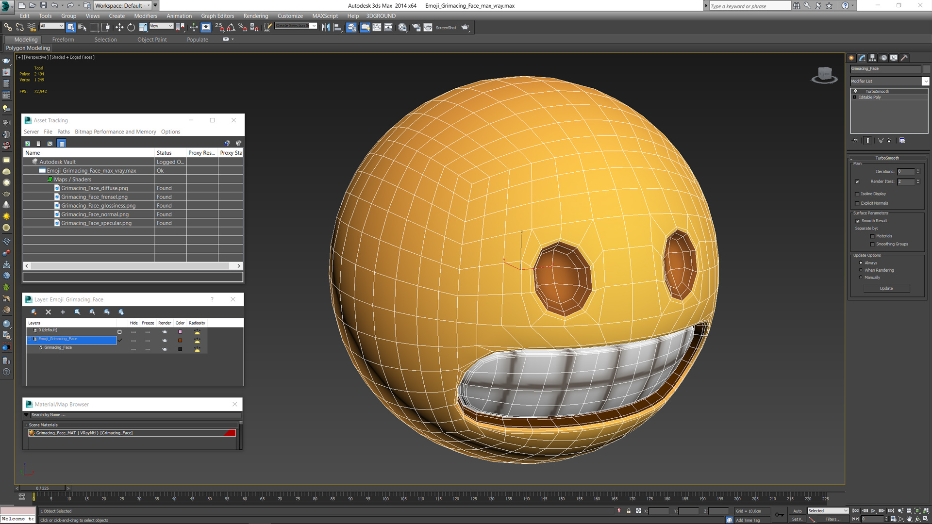 3D model Emoji Grimacing Face