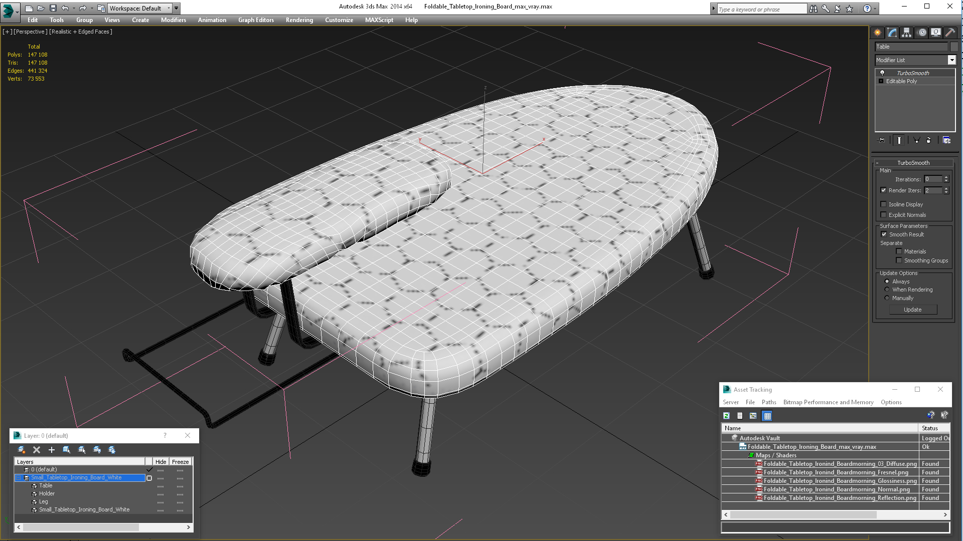 Small Tabletop Ironing Board White 3D model