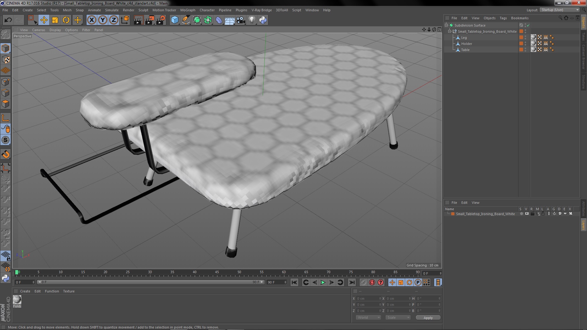 Small Tabletop Ironing Board White 3D model