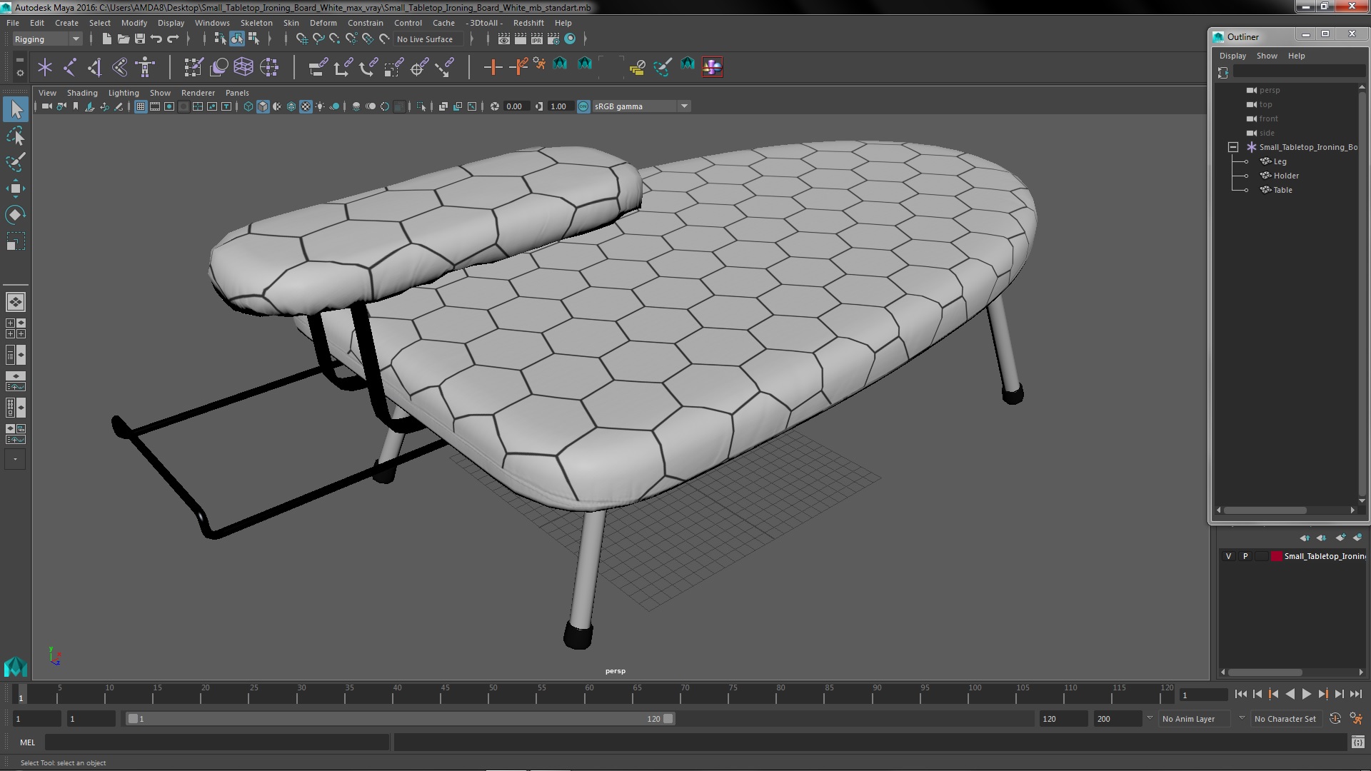Small Tabletop Ironing Board White 3D model