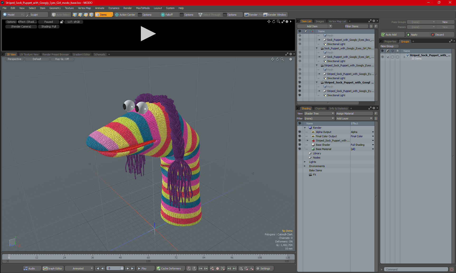3D Striped Sock Puppet with Googly Eyes Girl