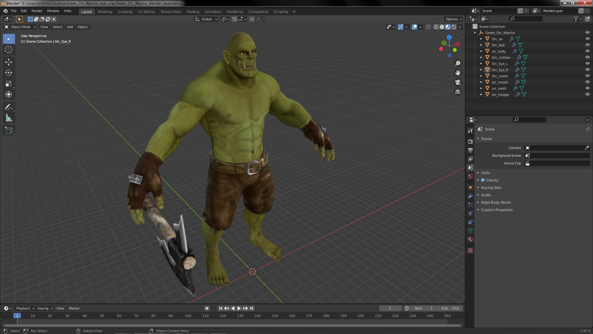 Green Orc Warrior 3D