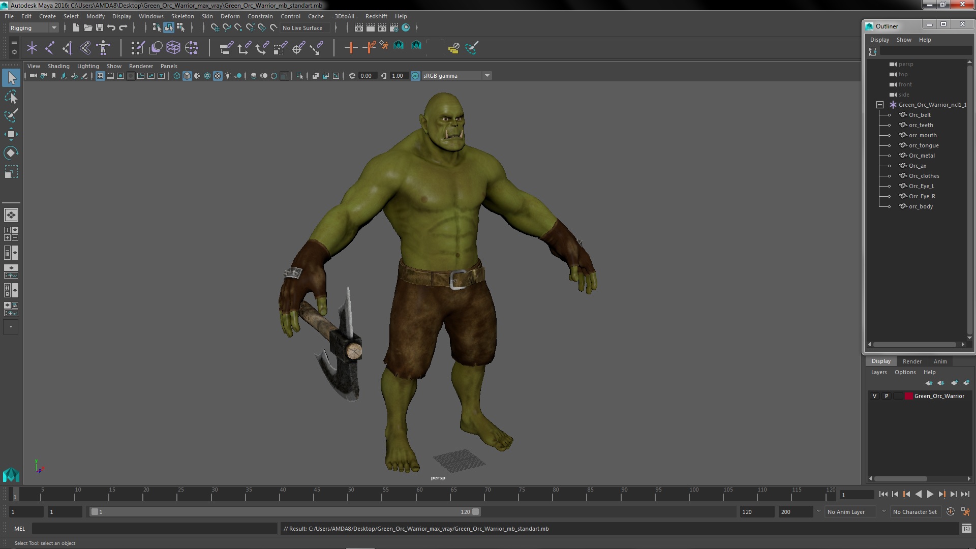 Green Orc Warrior 3D