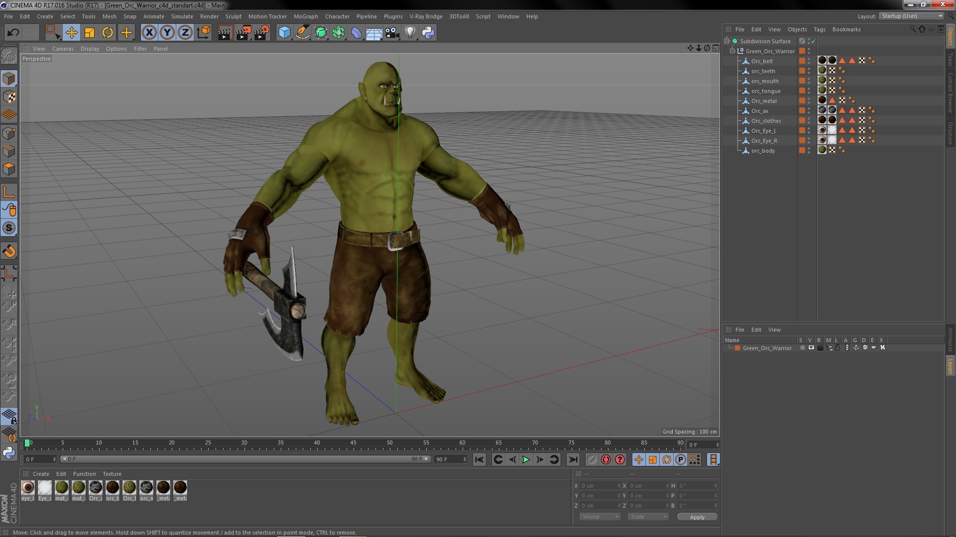 Green Orc Warrior 3D