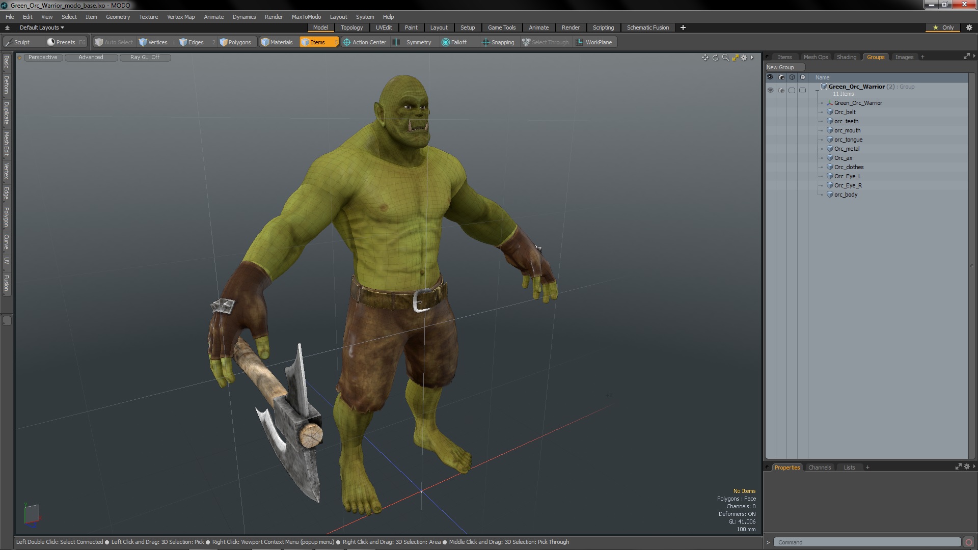 Green Orc Warrior 3D