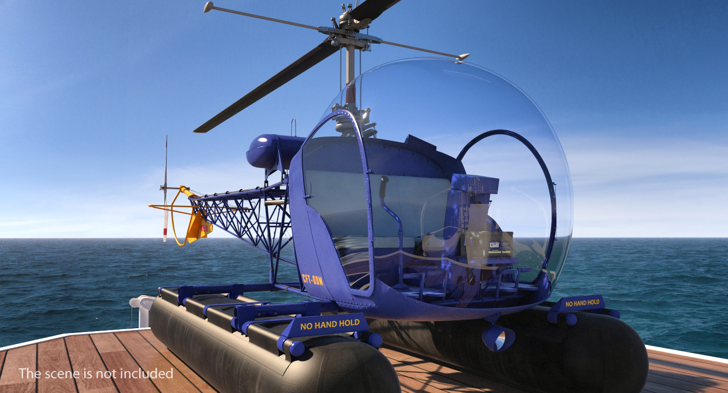 3D Old Scientific Research Vessel with Helicopter