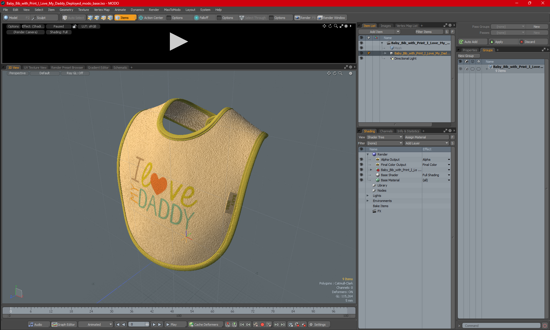 Baby Bib with Print I Love My Daddy Deployed 3D model