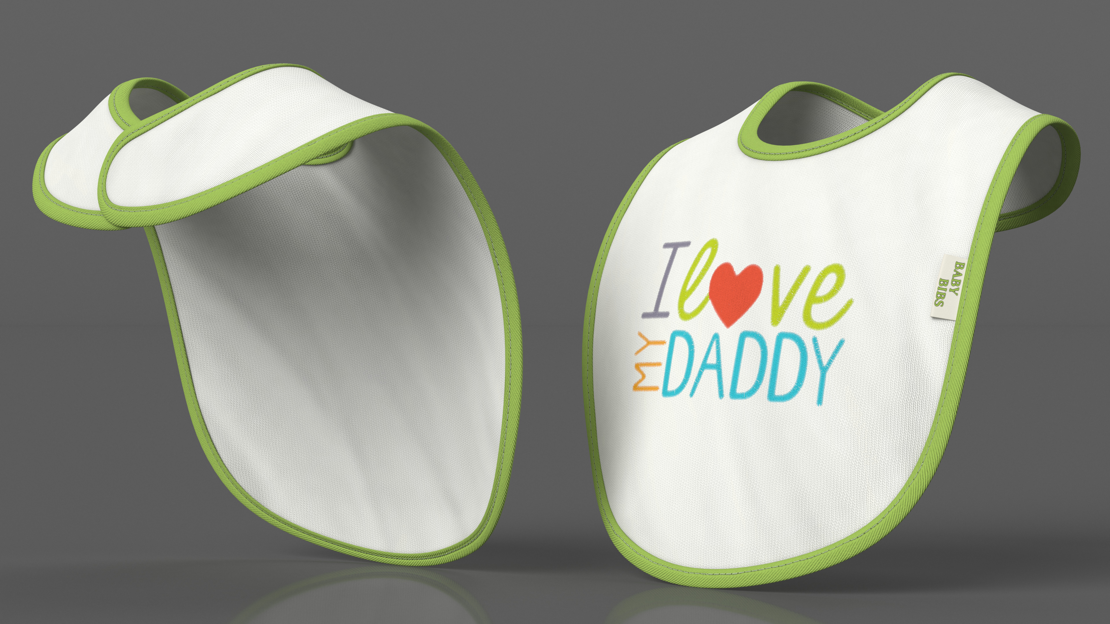 Baby Bib with Print I Love My Daddy Deployed 3D model