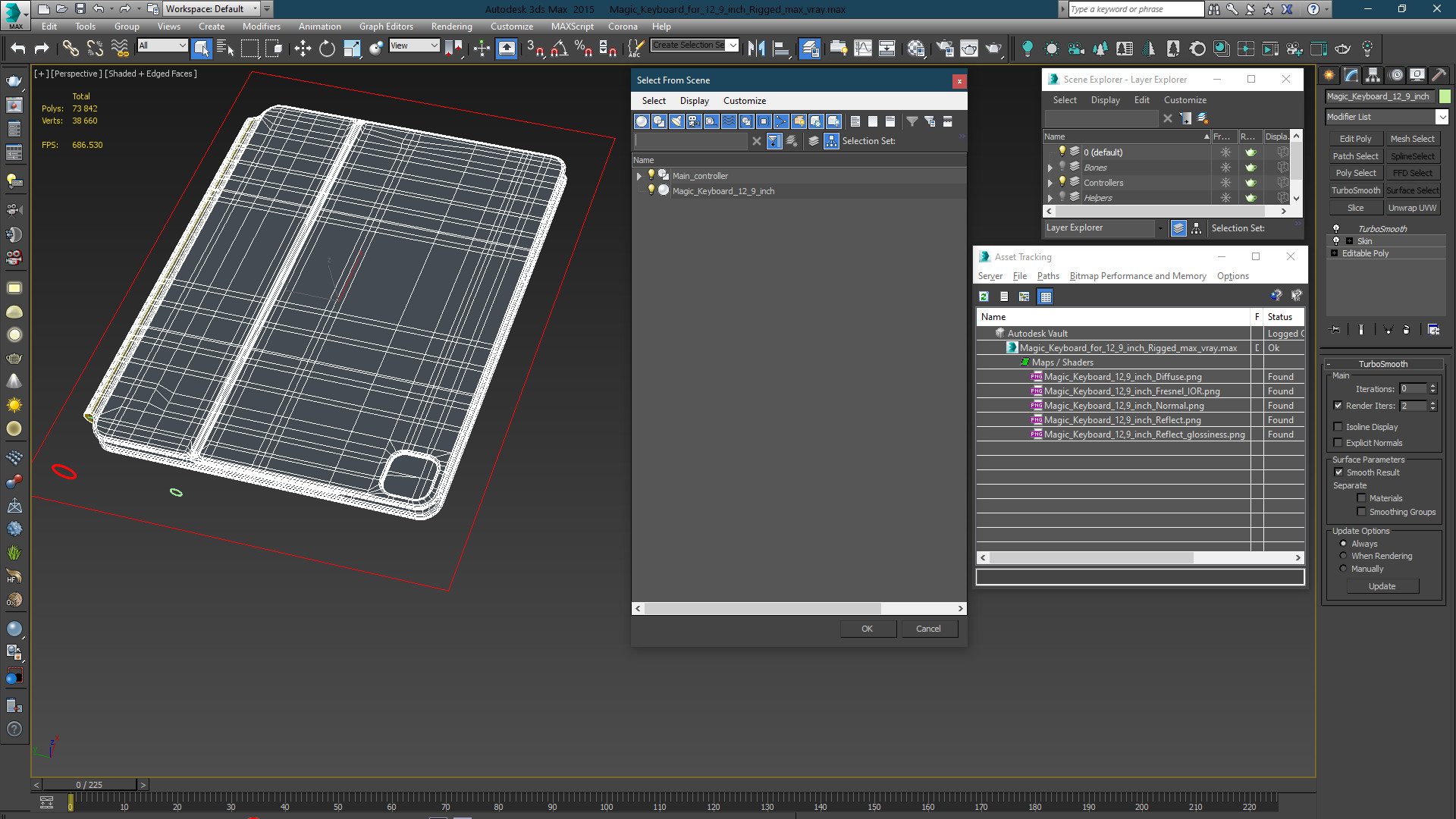 3D model Magic Keyboard for 12 9 inch Rigged