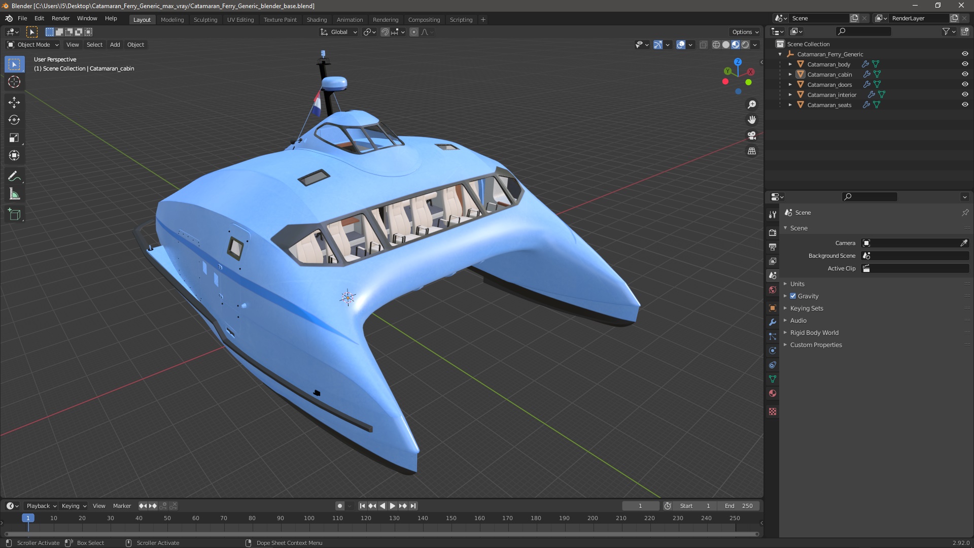 3D Catamaran Ferry Generic model