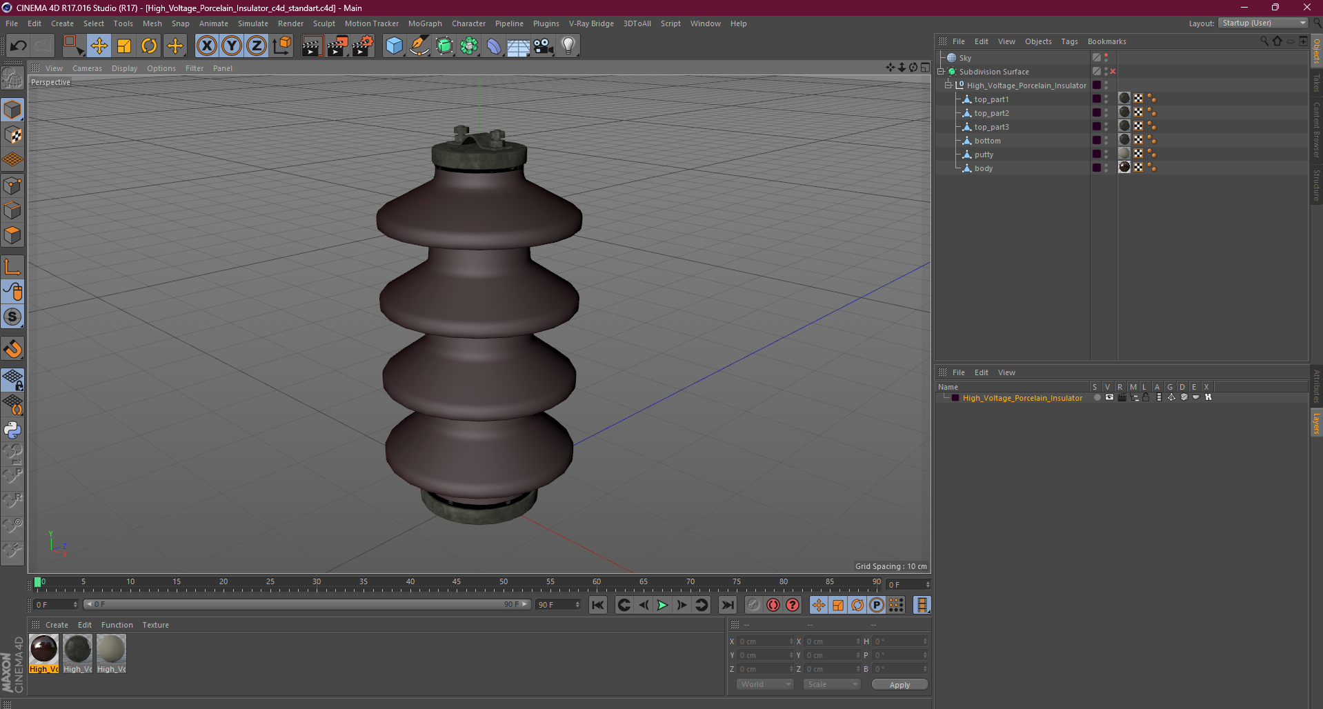 High Voltage Porcelain Insulator 3D