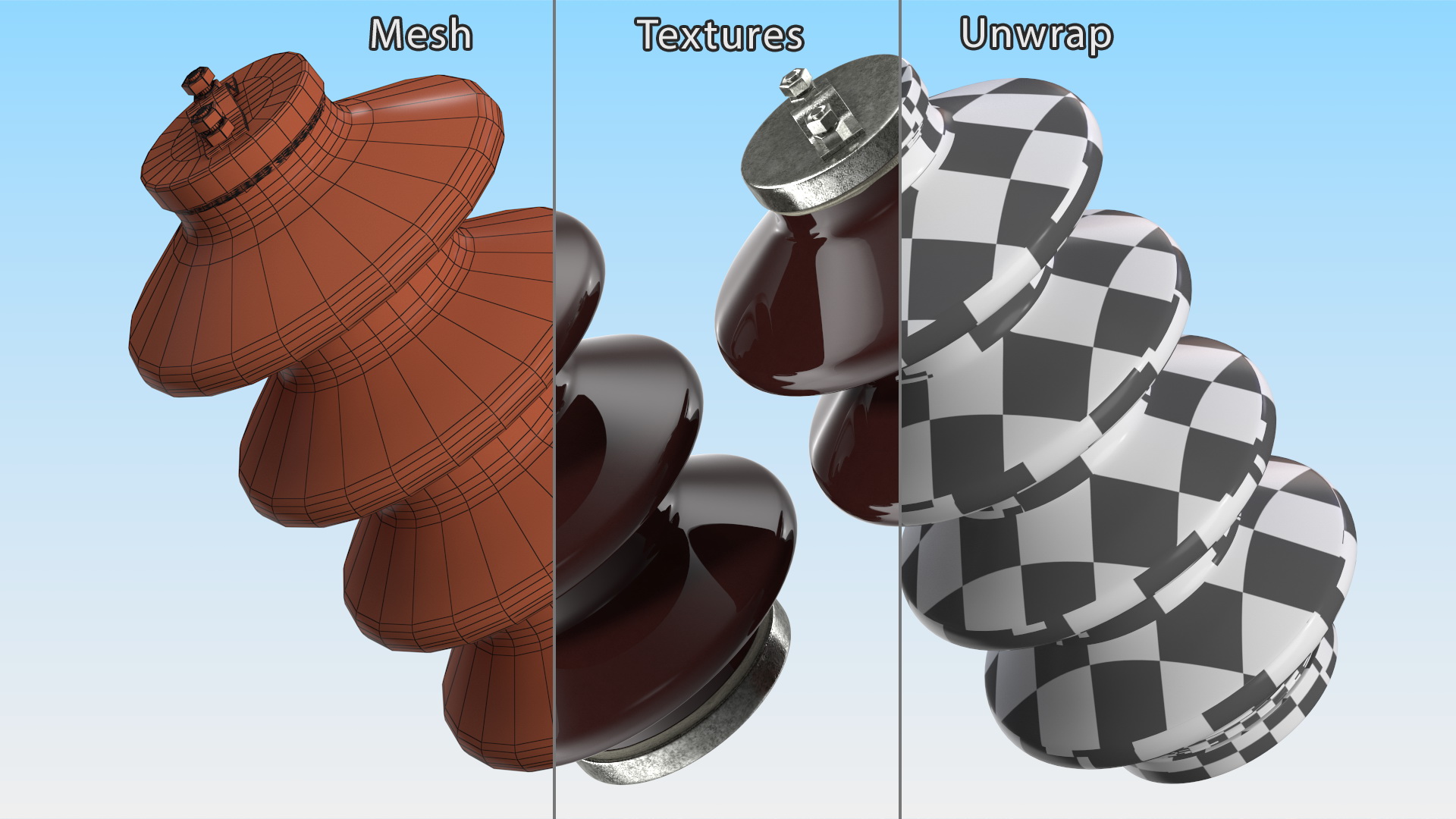 High Voltage Porcelain Insulator 3D