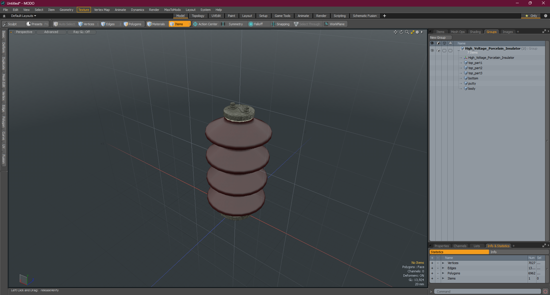 High Voltage Porcelain Insulator 3D