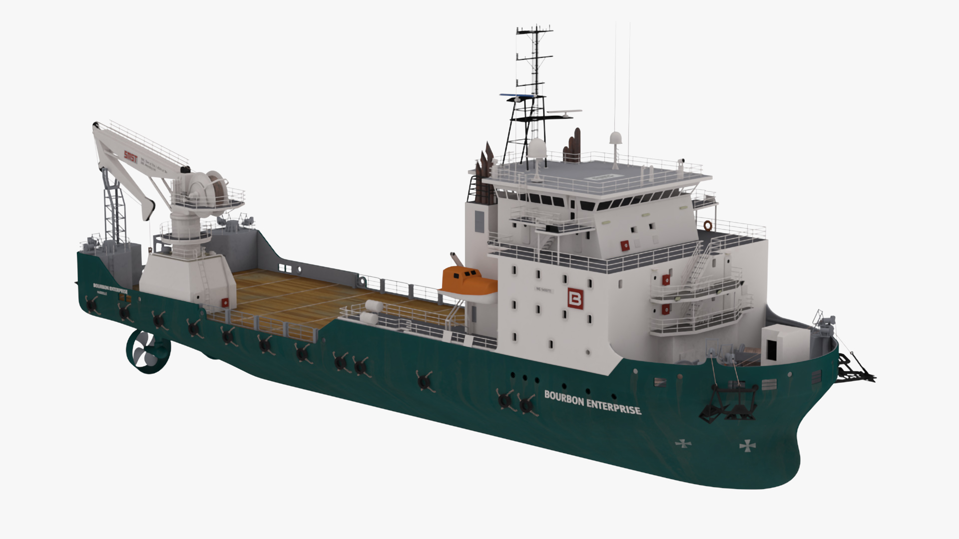 Construction Vessel Bourbon Enterprise Green 3D model