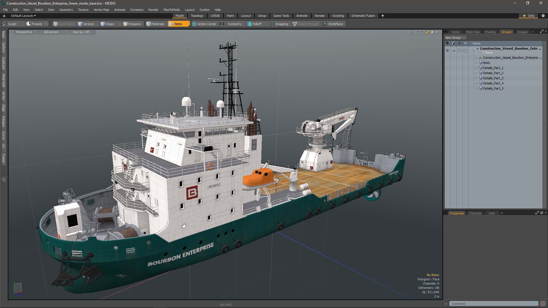Construction Vessel Bourbon Enterprise Green 3D model