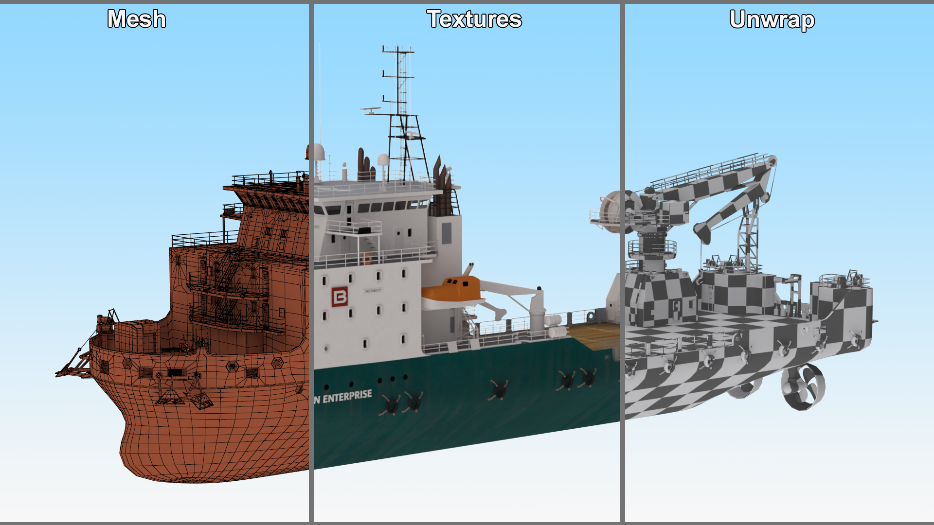 Construction Vessel Bourbon Enterprise Green 3D model