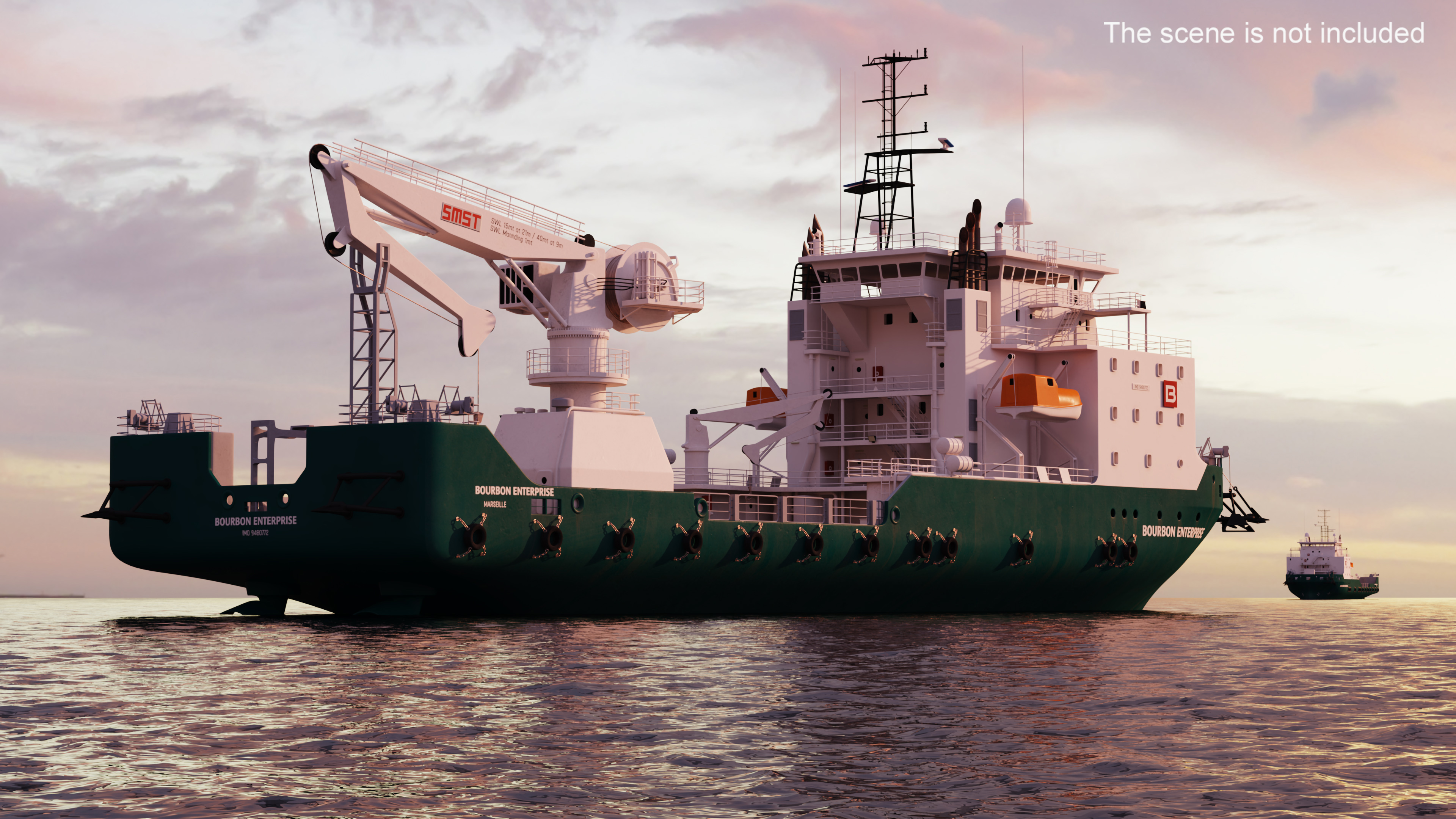 Construction Vessel Bourbon Enterprise Green 3D model
