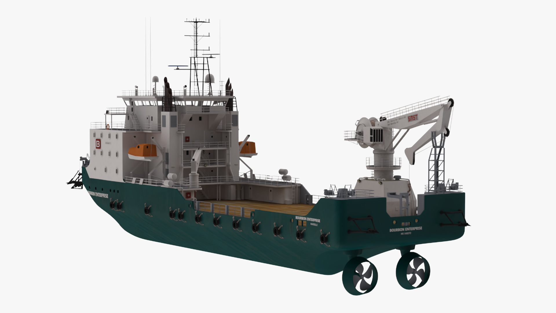 Construction Vessel Bourbon Enterprise Green 3D model