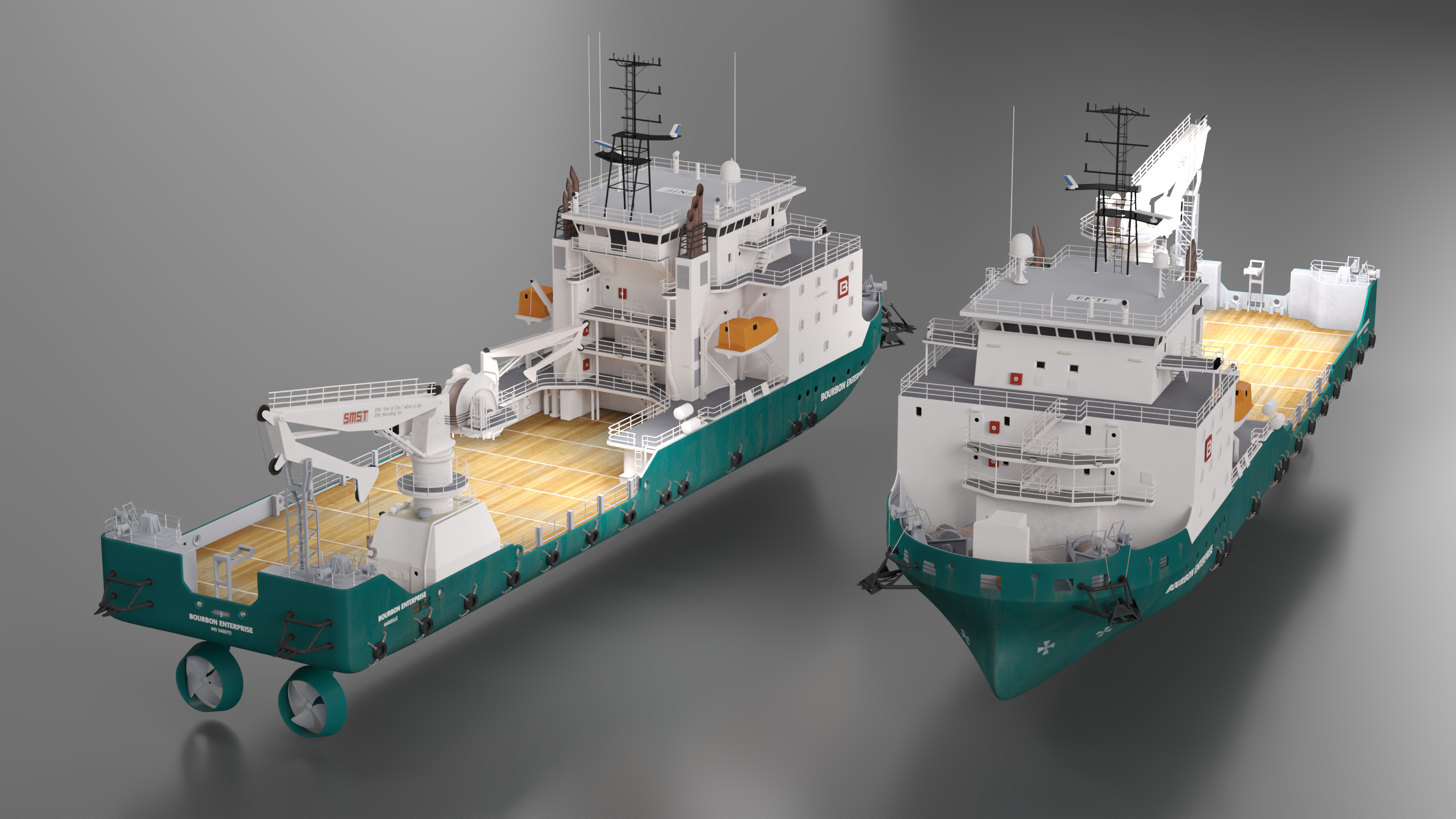 Construction Vessel Bourbon Enterprise Green 3D model