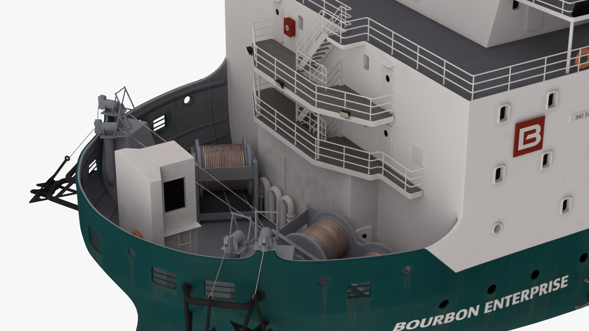 Construction Vessel Bourbon Enterprise Green 3D model