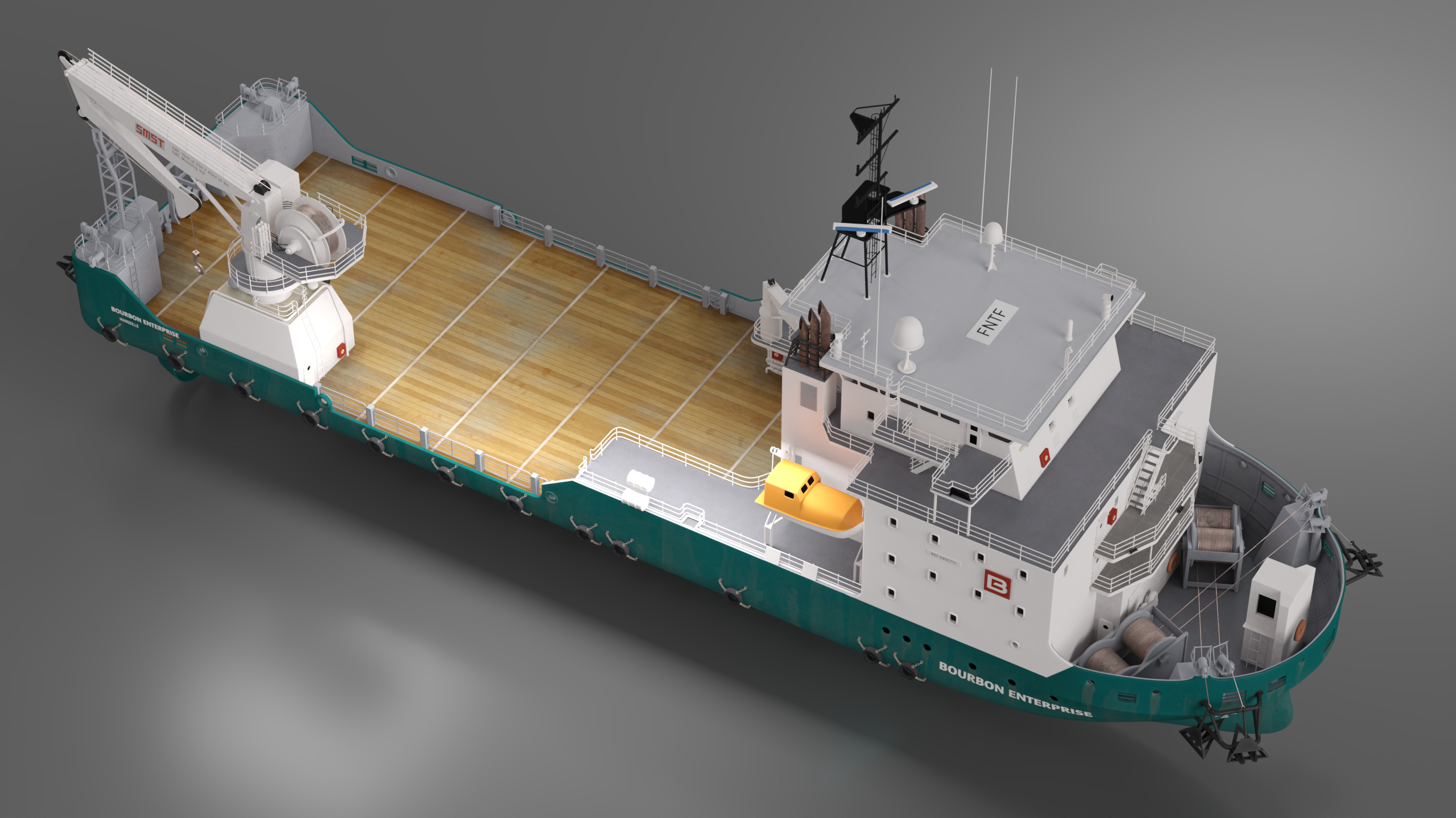 Construction Vessel Bourbon Enterprise Green 3D model