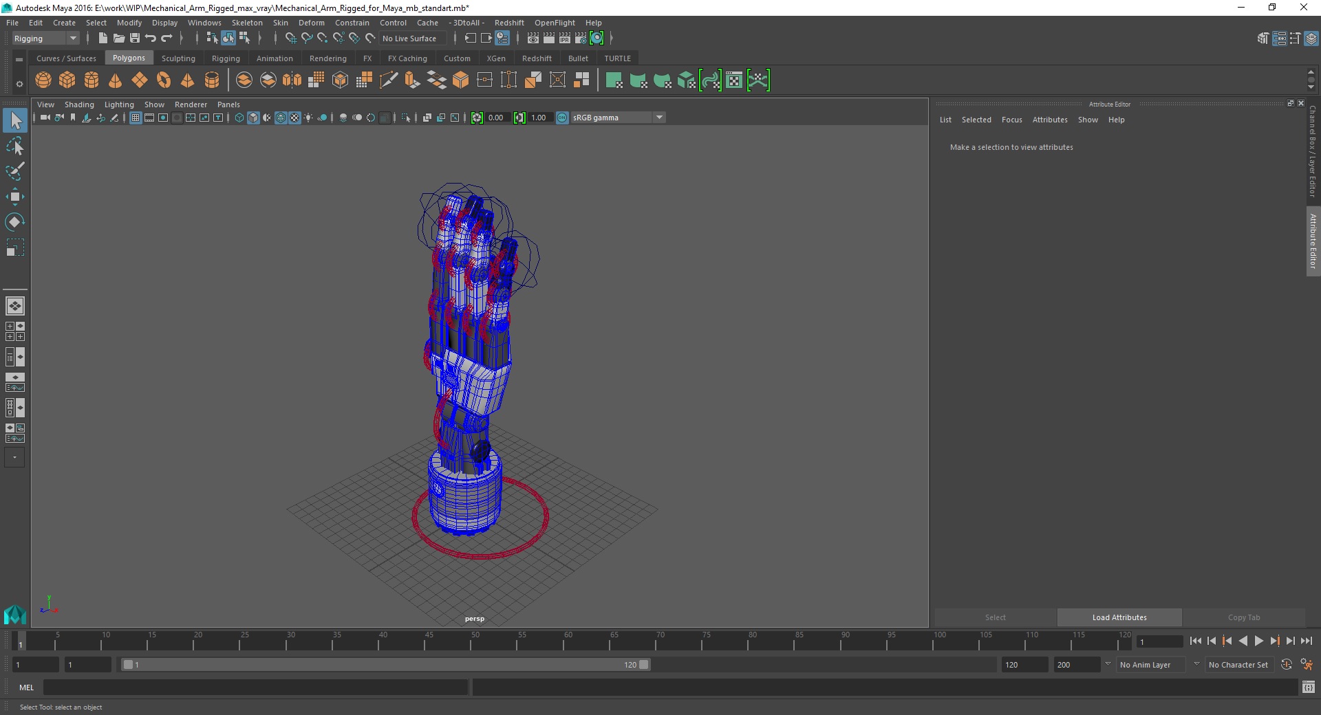 3D model Mechanical Arm Rigged for Maya