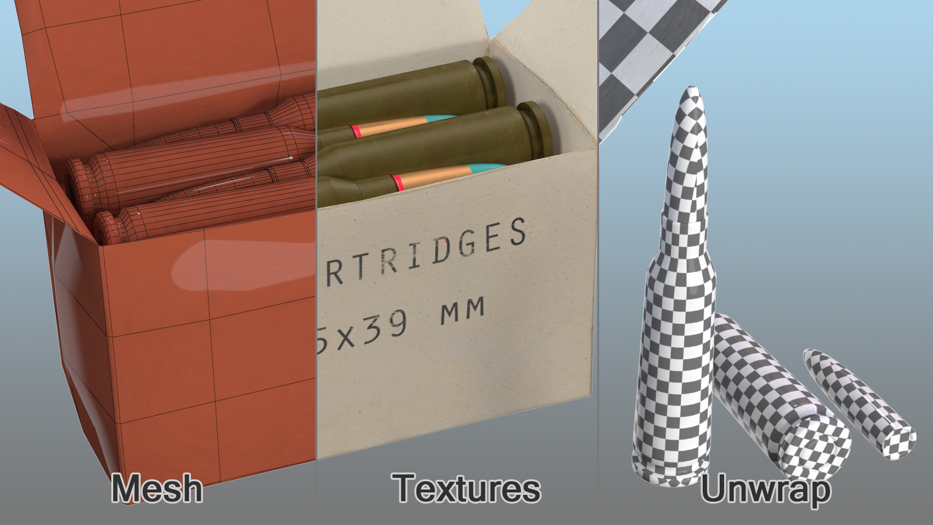 Box of 5_45x39mm Intermediate Cartridge 3D model