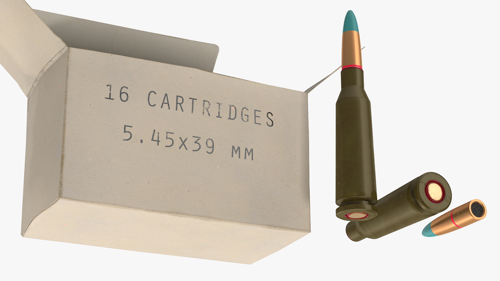 Box of 5_45x39mm Intermediate Cartridge 3D model