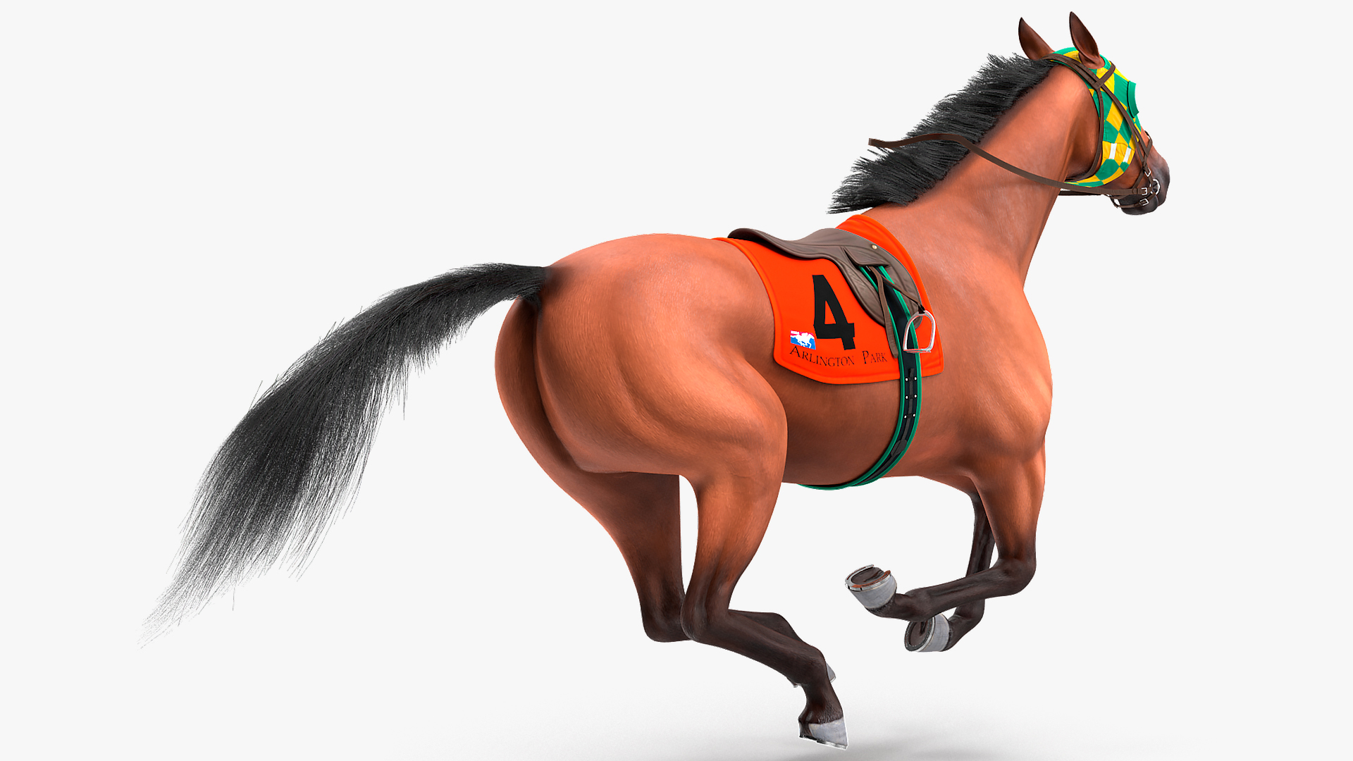 Bay Racehorse Fur Rigged 3D model