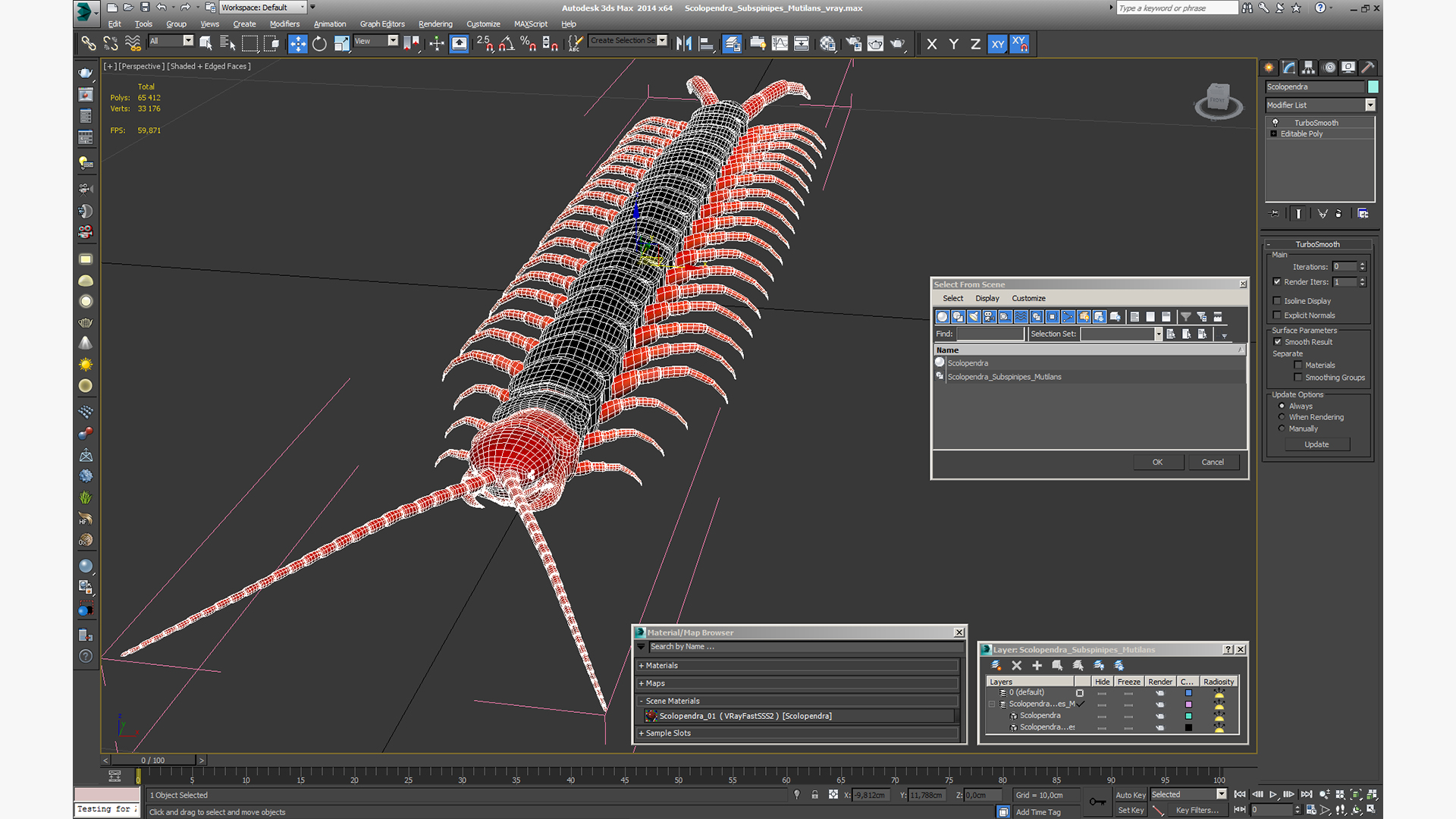 Scolopendra Subspinipes Mutilans 3D