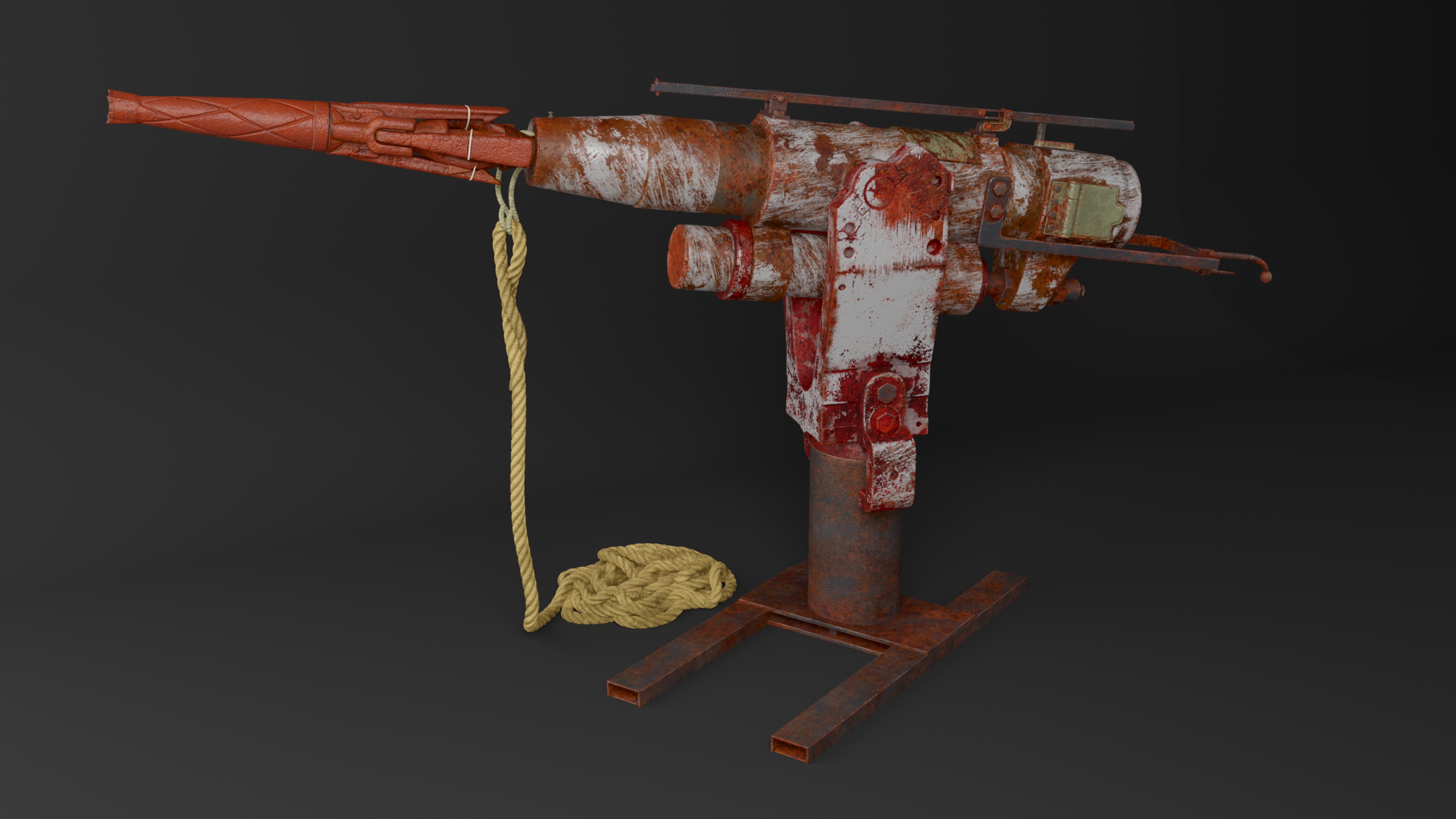 Harpoon Deck Cannon Aged 3D model