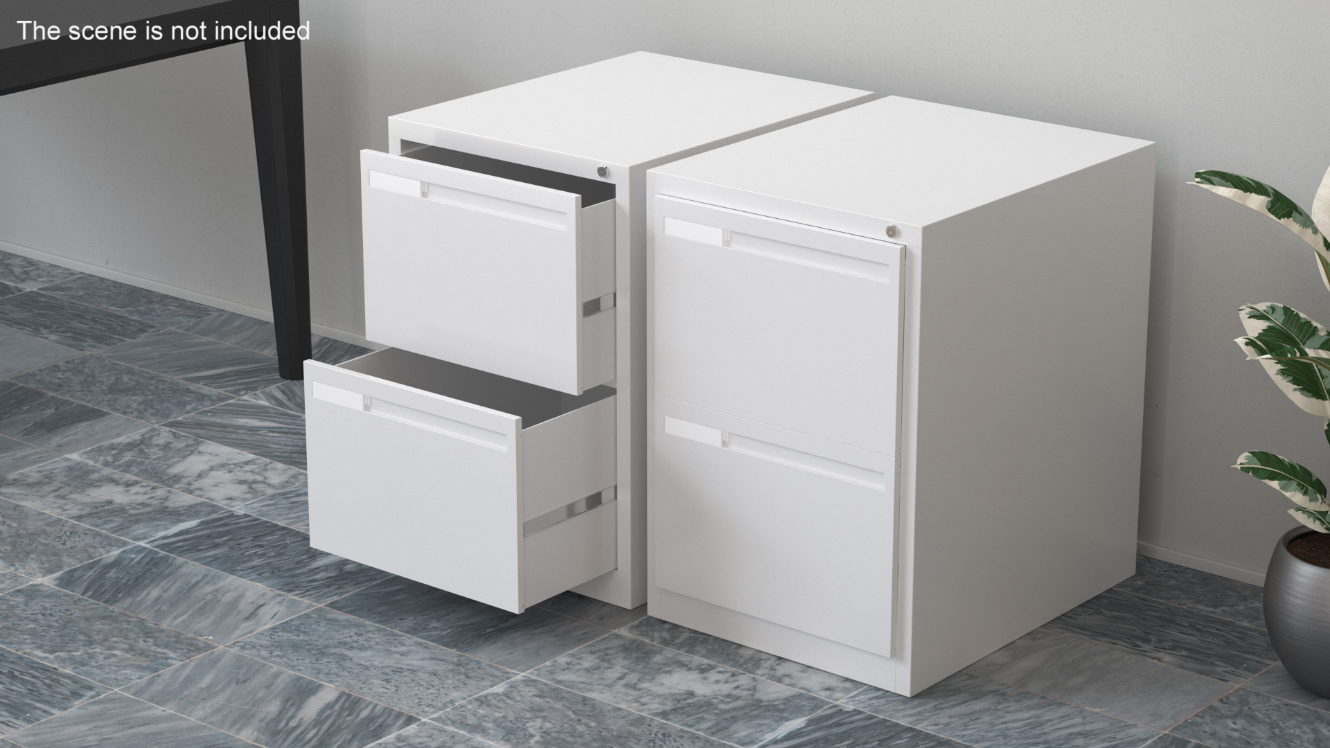 3D Filing Cabinet 2 Drawer Grey model