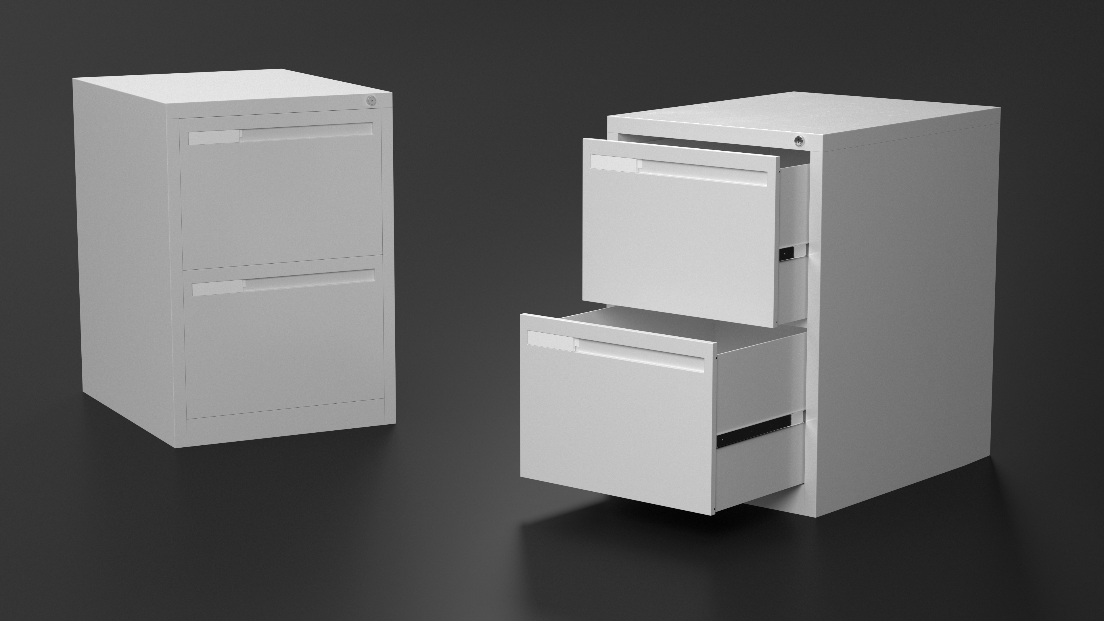 3D Filing Cabinet 2 Drawer Grey model