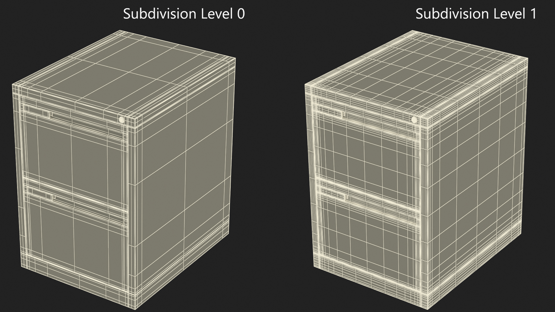 3D Filing Cabinet 2 Drawer Grey model