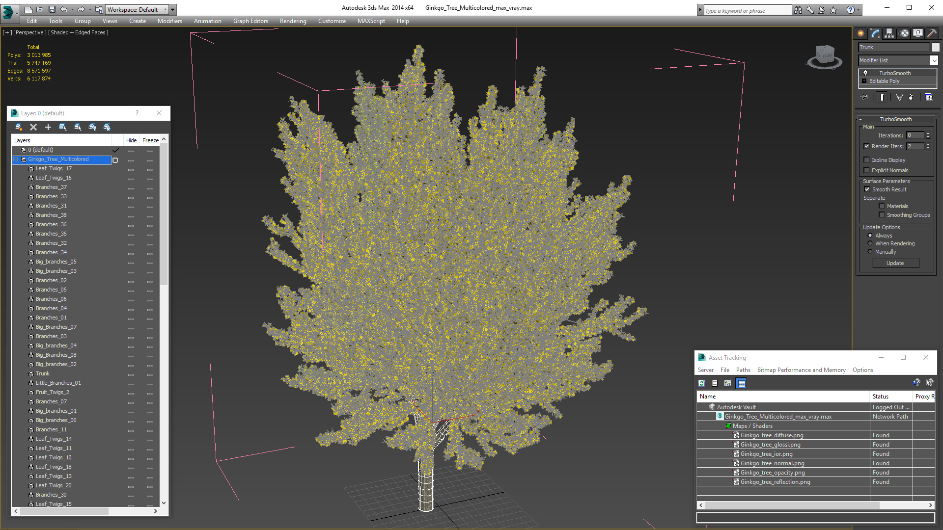 Ginkgo Tree Multicolored 3D model