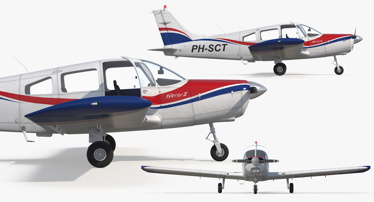 Aircraft Piper PA 28 161 Warrior II Rigged 3D