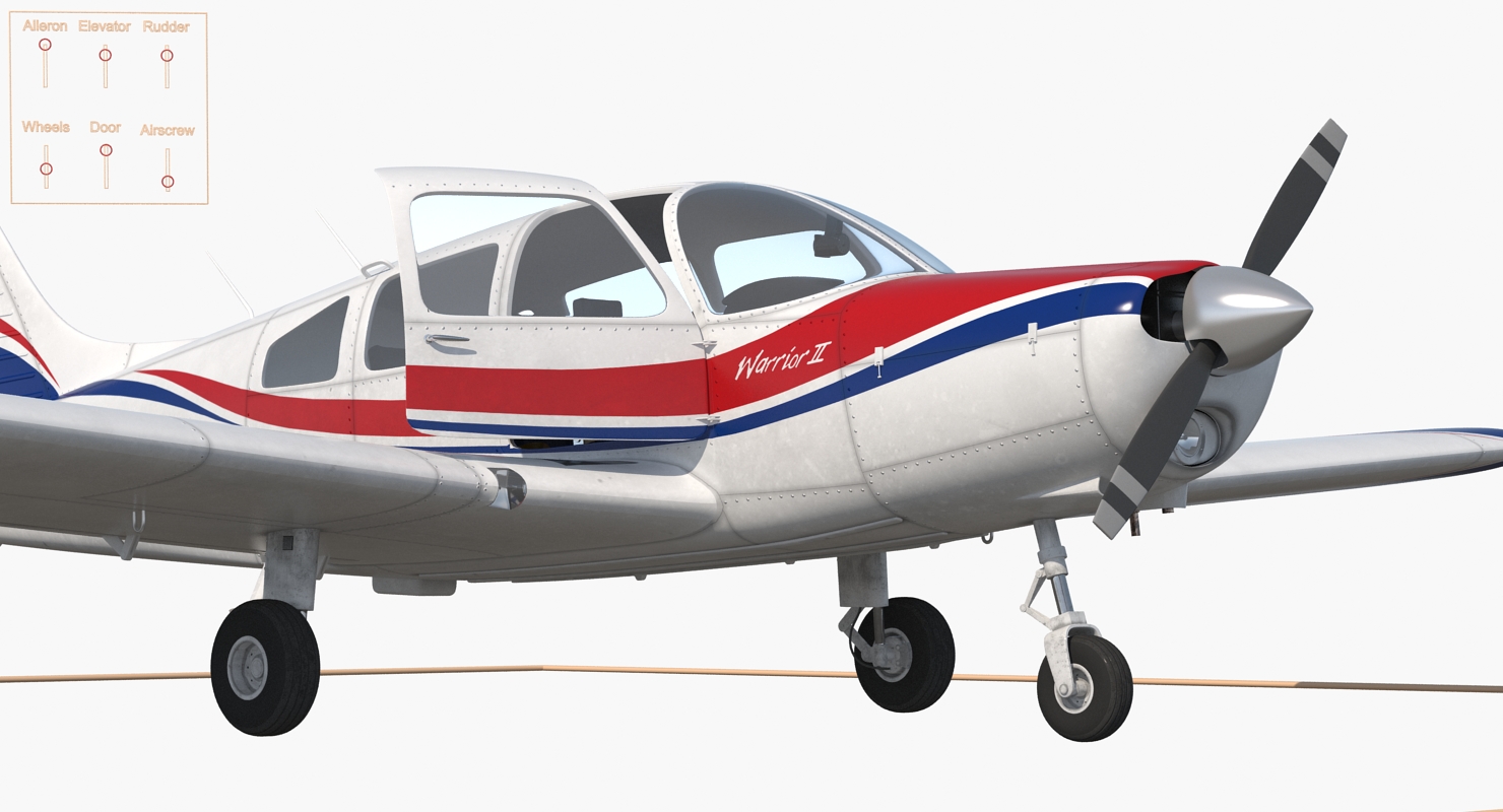 Aircraft Piper PA 28 161 Warrior II Rigged 3D