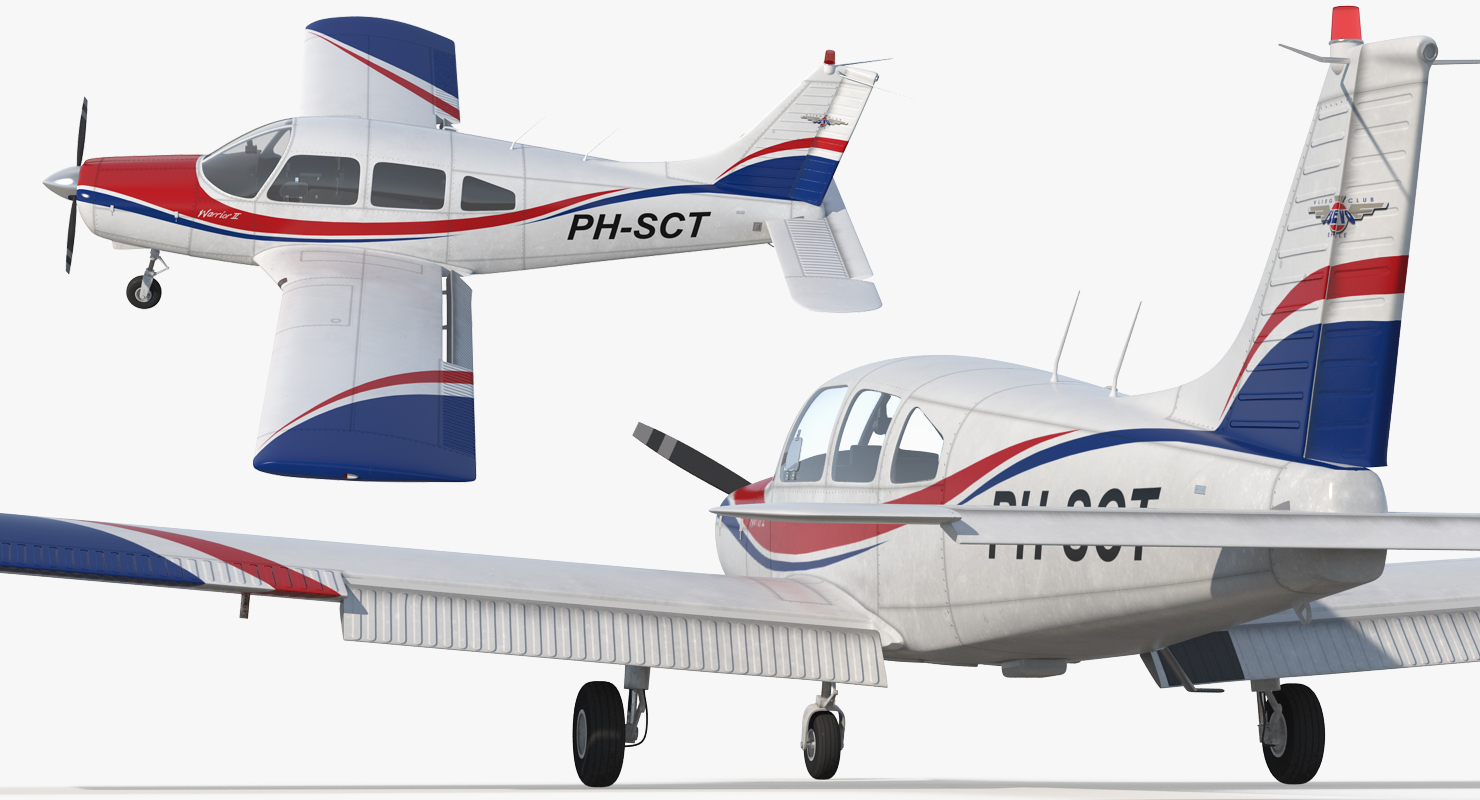 Aircraft Piper PA 28 161 Warrior II Rigged 3D