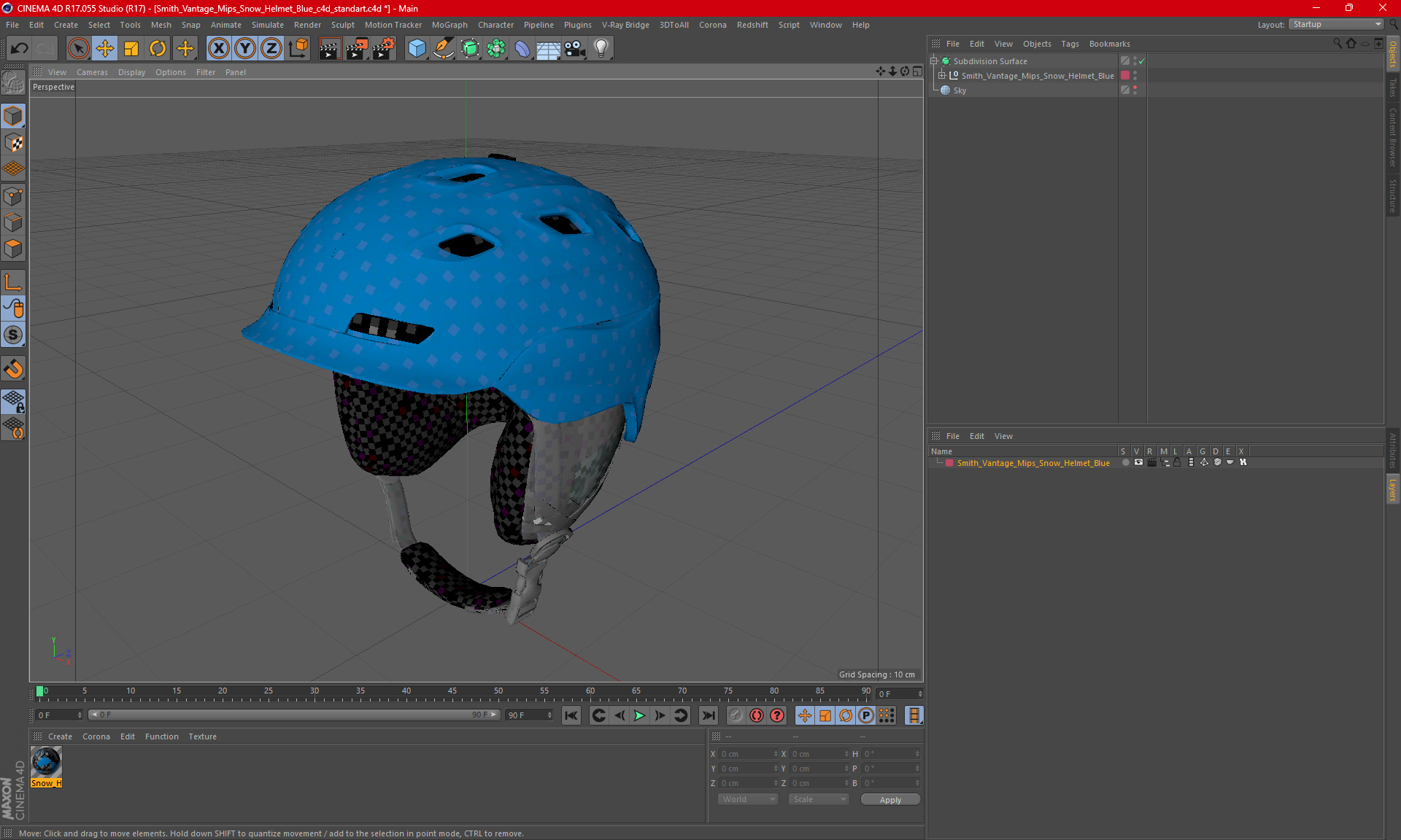 3D model Smith Vantage Mips Snow Helmet Blue
