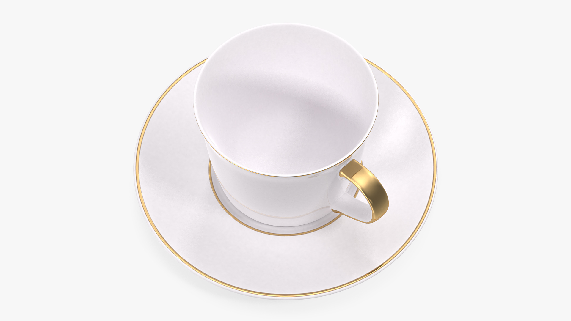3D White Ceramic Cup on Plate