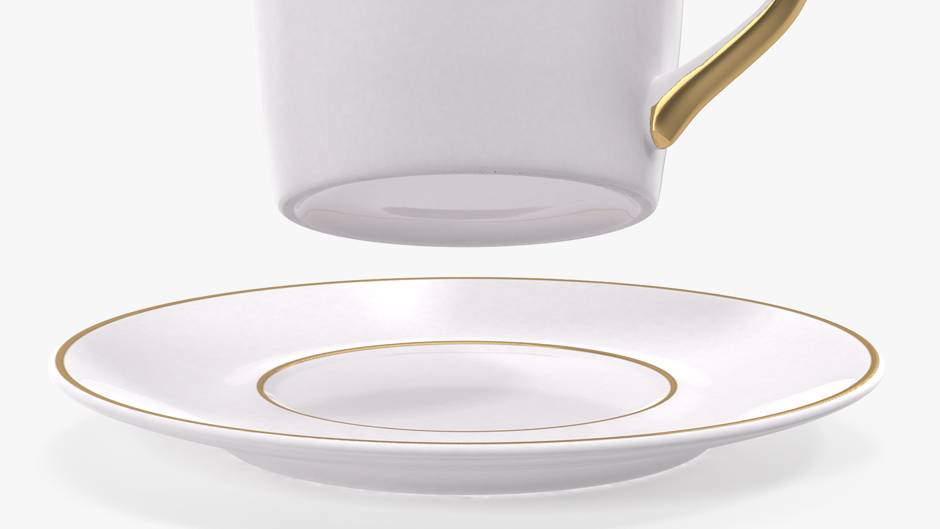 3D White Ceramic Cup on Plate