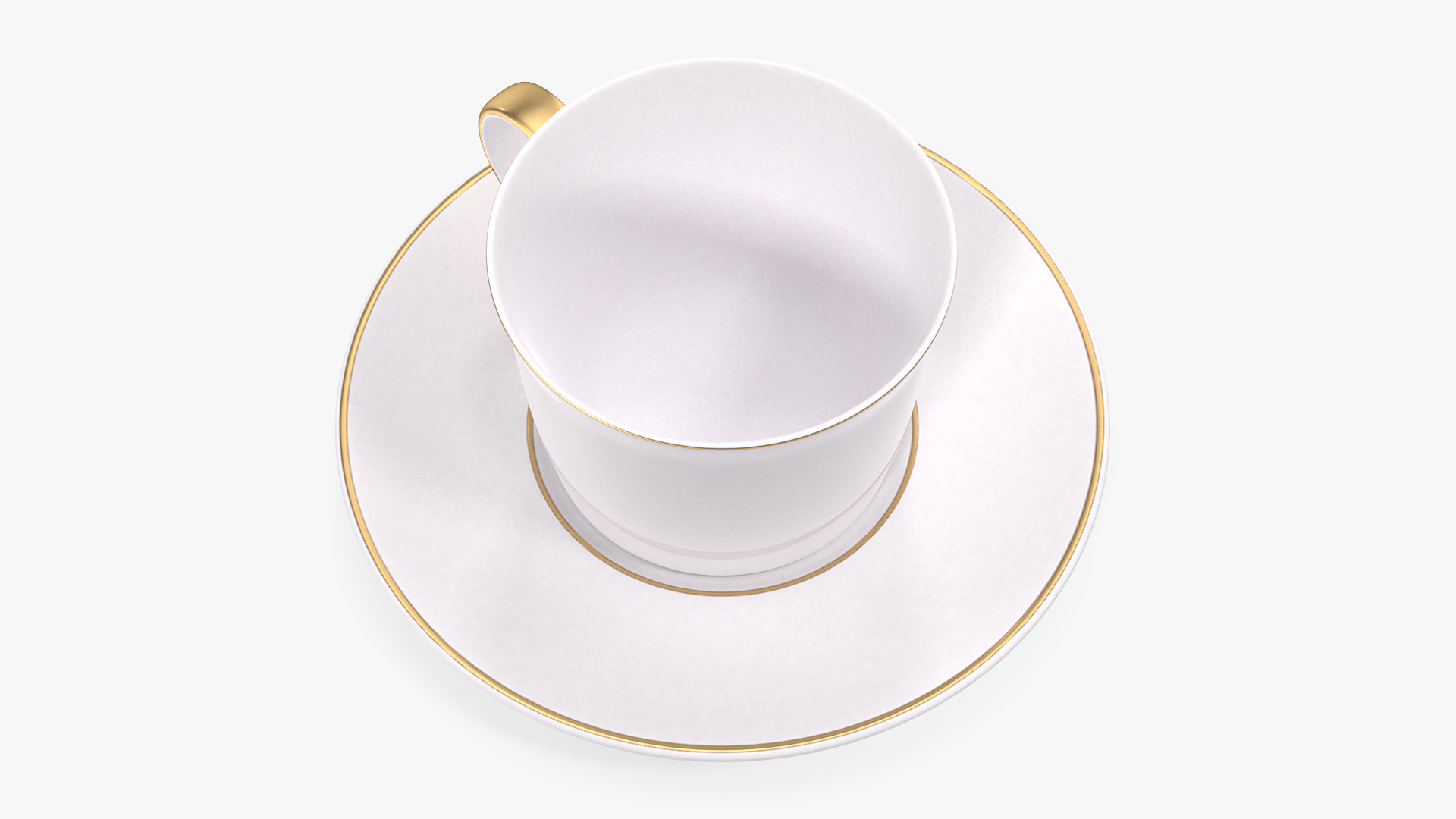 3D White Ceramic Cup on Plate