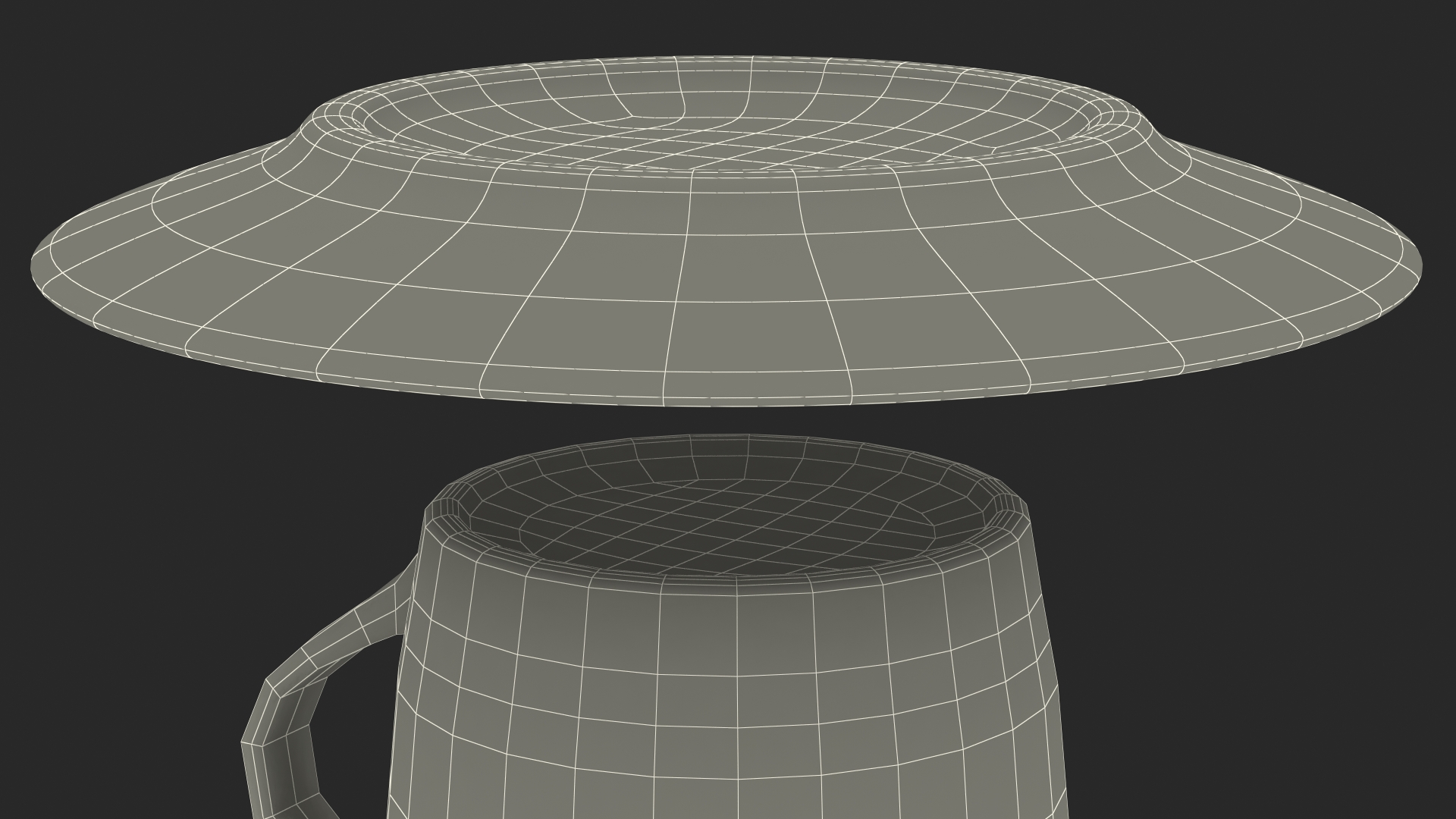 3D White Ceramic Cup on Plate