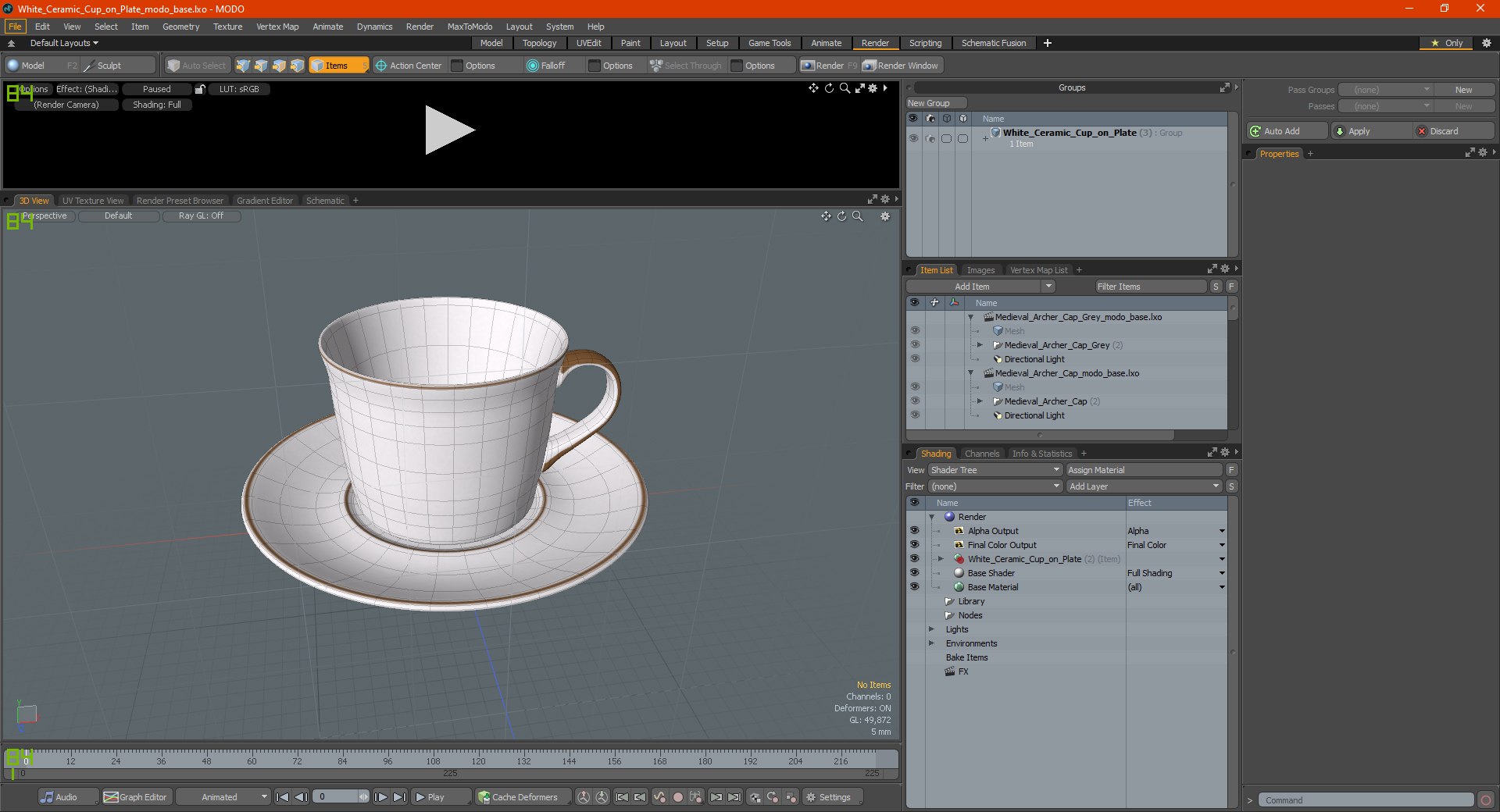 3D White Ceramic Cup on Plate