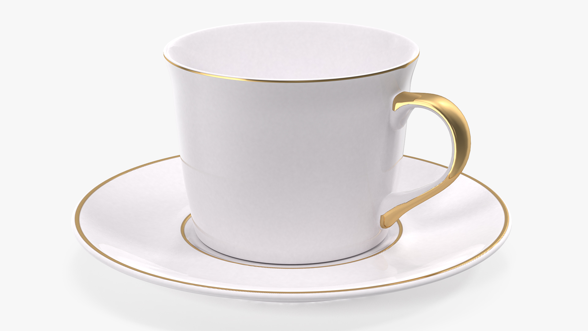 3D White Ceramic Cup on Plate