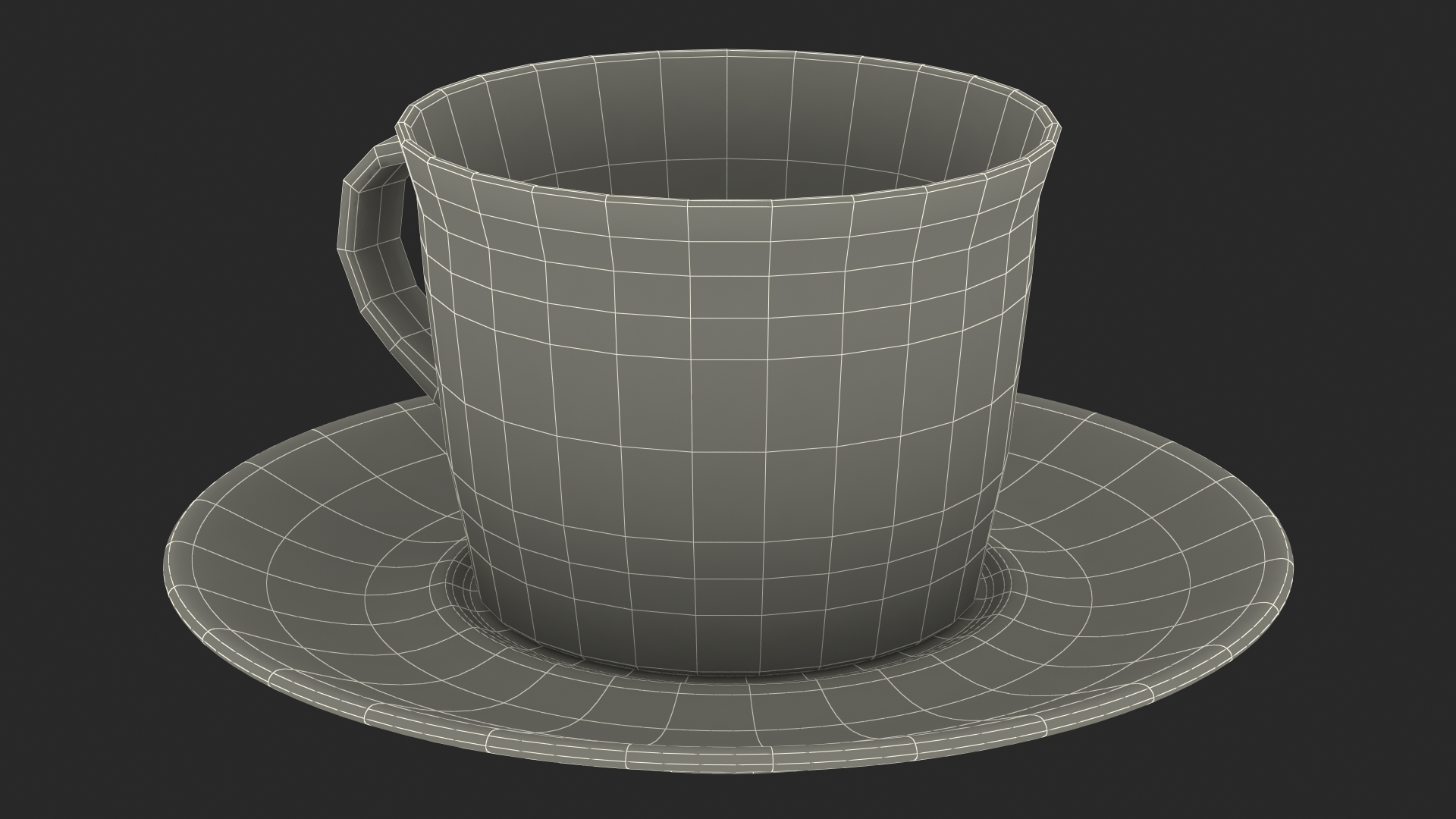 3D White Ceramic Cup on Plate
