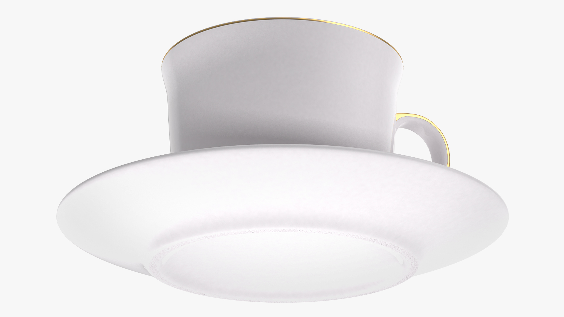 3D White Ceramic Cup on Plate